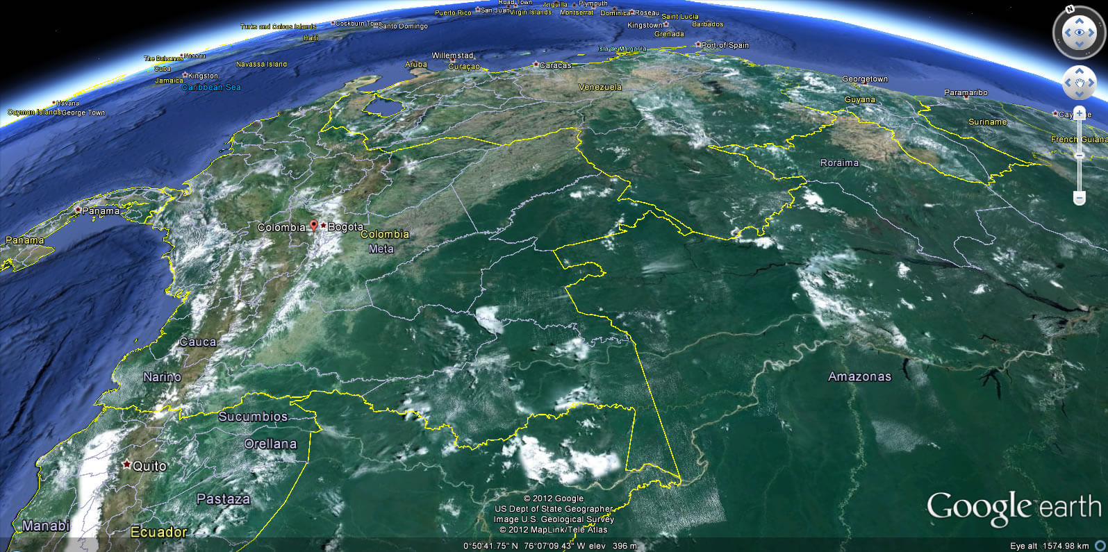 Colombia Earth Map